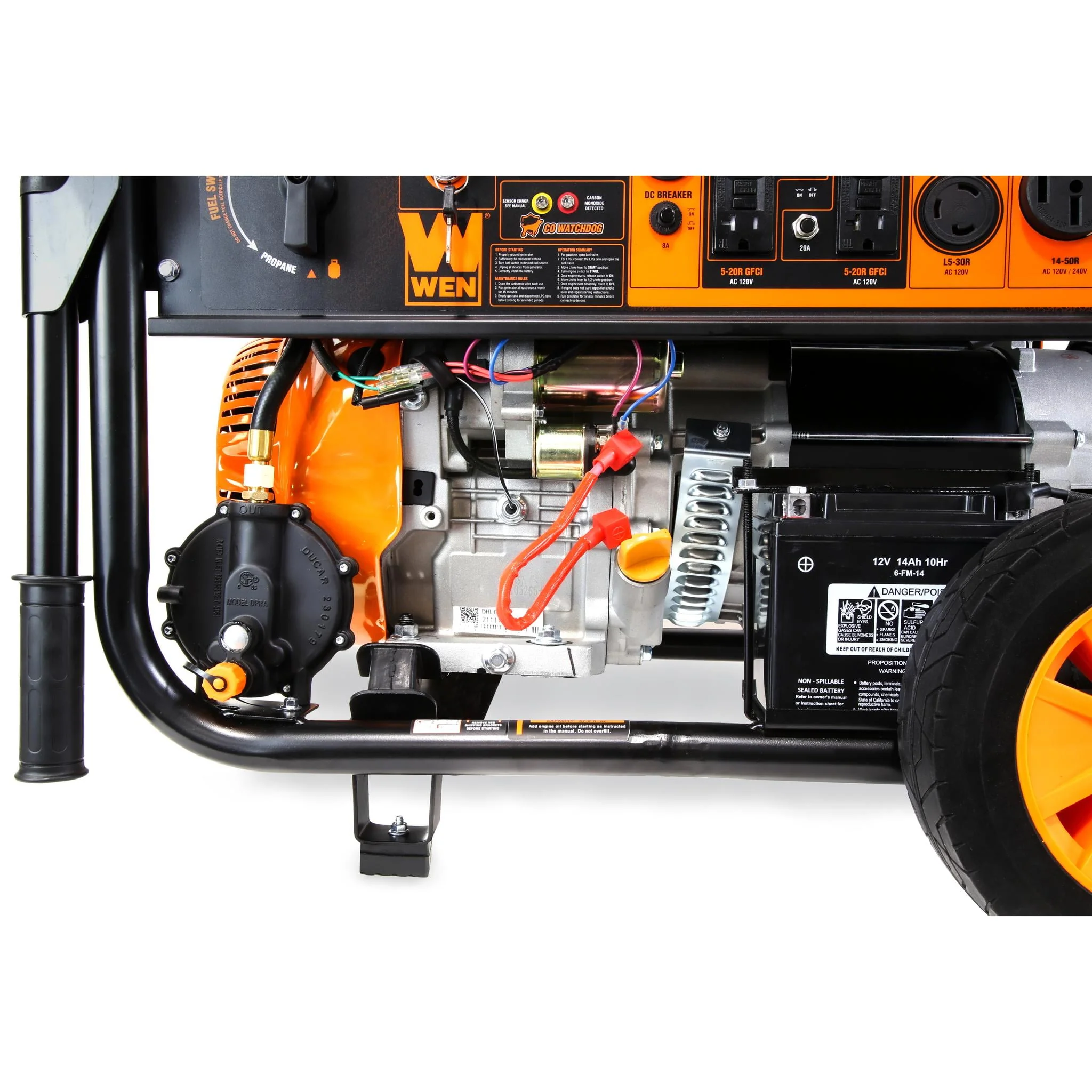 WEN 11000-Watt 120-Volt/240-Volt Dual Fuel Transfer-Switch Ready Electric Start Portable Generator with Wheel Kit and CO Shutdown Sensor
