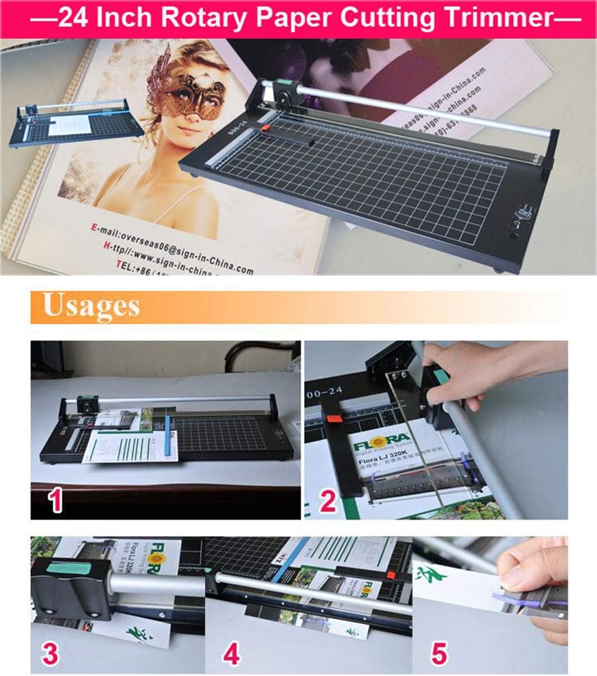 CALCA 24 Inch Precision Rotary Paper Cutter Paper Trimmer 24 inch Manual Sharp Photo Paper Trimmer and Cutters