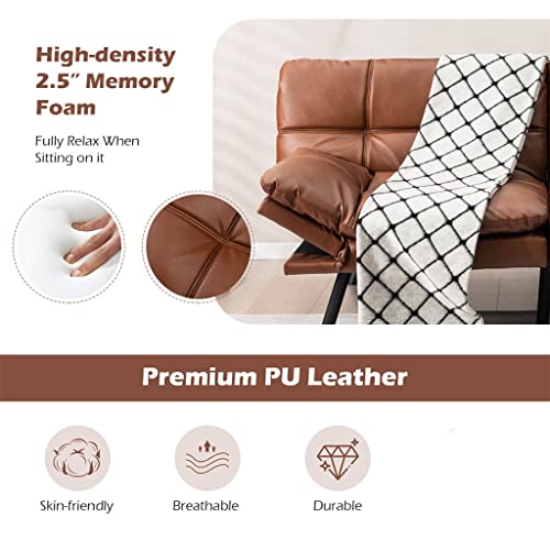 Convertible Futon Sofa Bed Memory Foam Couch Sleeper W/Adjustable Armrest Brown