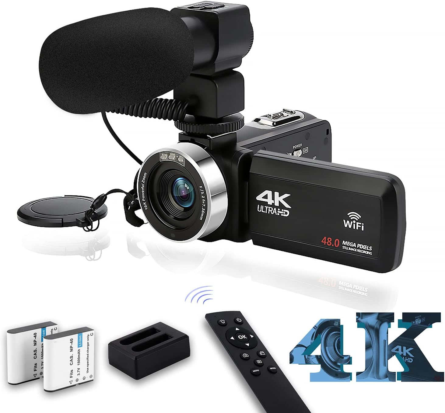 Video Camera Camcorder VJIANGER 1080P 30FPS Digital Vlogging Camera 24MP IR Night Vision Video Recorder 18X Zoom Digital Camera with Microphone, 2.4GRemote Control, 2 Batteries, Handheld Stabilizer