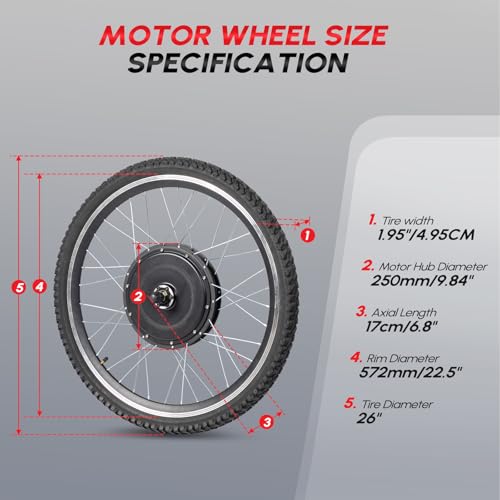PEXMOR Electric Bike Conversion Kit, 48V 1000W /1500W 26" Front/Rear Wheel E-Bike Hub Motor Kit, Upgrade 3 Mode Controller w/PAS/LCD Display/Twist Throttle Ebike Bicycle Wheel Kit