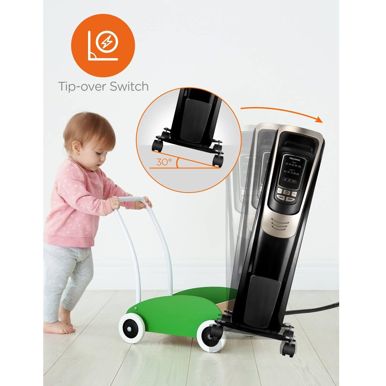 Pelonis Oil Filled Radiator Portable Space Heater with Programmable Thermostat