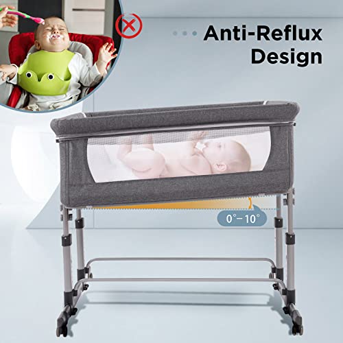 Ihoming Twin Bassinets for Baby, Double Bassinet Bedside Sleeper for Twins, Double Bassinets Sleeper for 2 Babies, Infant Co Sleeper Bedside Crib Attaches to Bed, Pink
