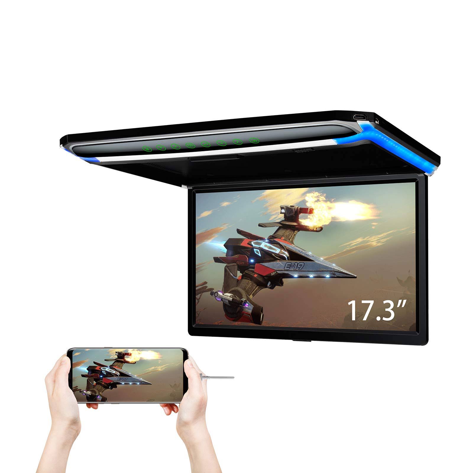 XTRONS 17.3 inch 16:9 Ultra-Thin FHD Digital TFT Screen 1080p Video Car Overhead Player Roof Mounted Monitor HDMI Port 19201080 Full High Definition