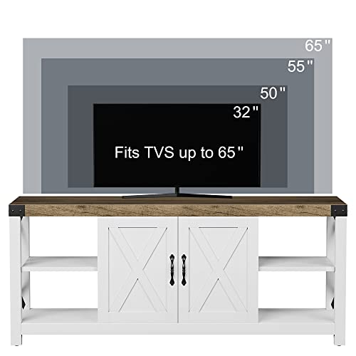 GAOMON 60 Inch TV Stand for TV up to 50 60 65 Inches, Farmhouse Wood Stand TV Cabinet Entertainment Center with Storage and Adjustable Shelves (Grey)