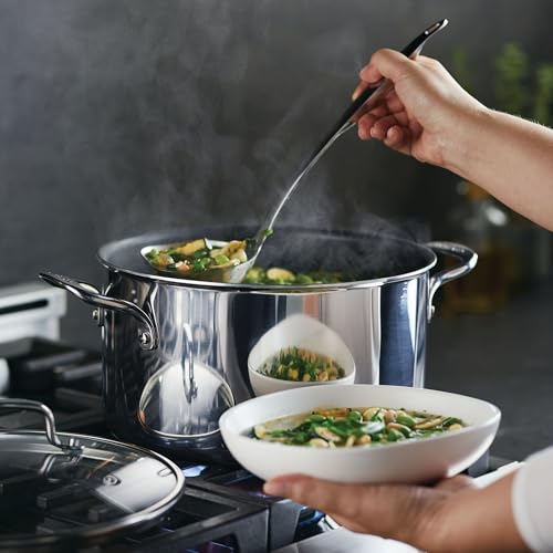 Circulon C1 Series Clad Stainless Steel with ScratchDefense Technology Cookware Nonstick Induction Stockpot with Lid, Metal Utensil Safe, 8 Quart - Polished Stainless Steel