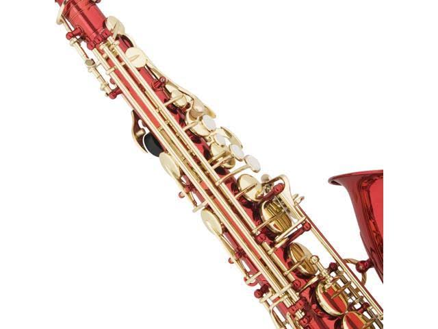 Mendini by Cecilio E-flat Alto Saxophone, Red Lacquered + Tuner, Case, Pocketbook - MAS-RL+92D+PB