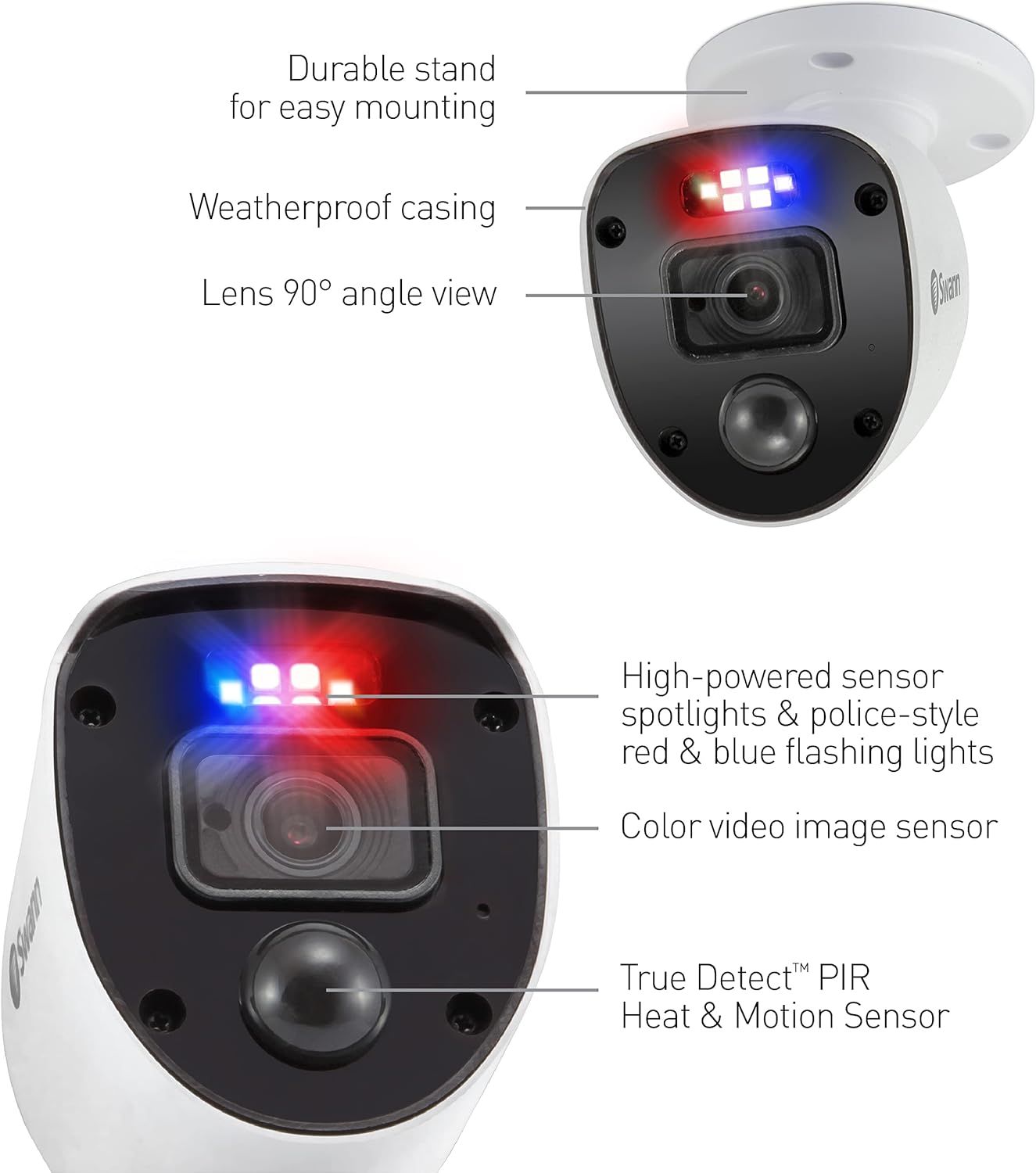 Swann Enforcer Home Security Camera System 8 Channel 8 Cameras DVR CCTV, Wired Surveillance 1080p Full HD + 1TB HDD, Color Night Vision, Red & Blue Flashing Lights, Alexa + Google, SWDVK-846808SL