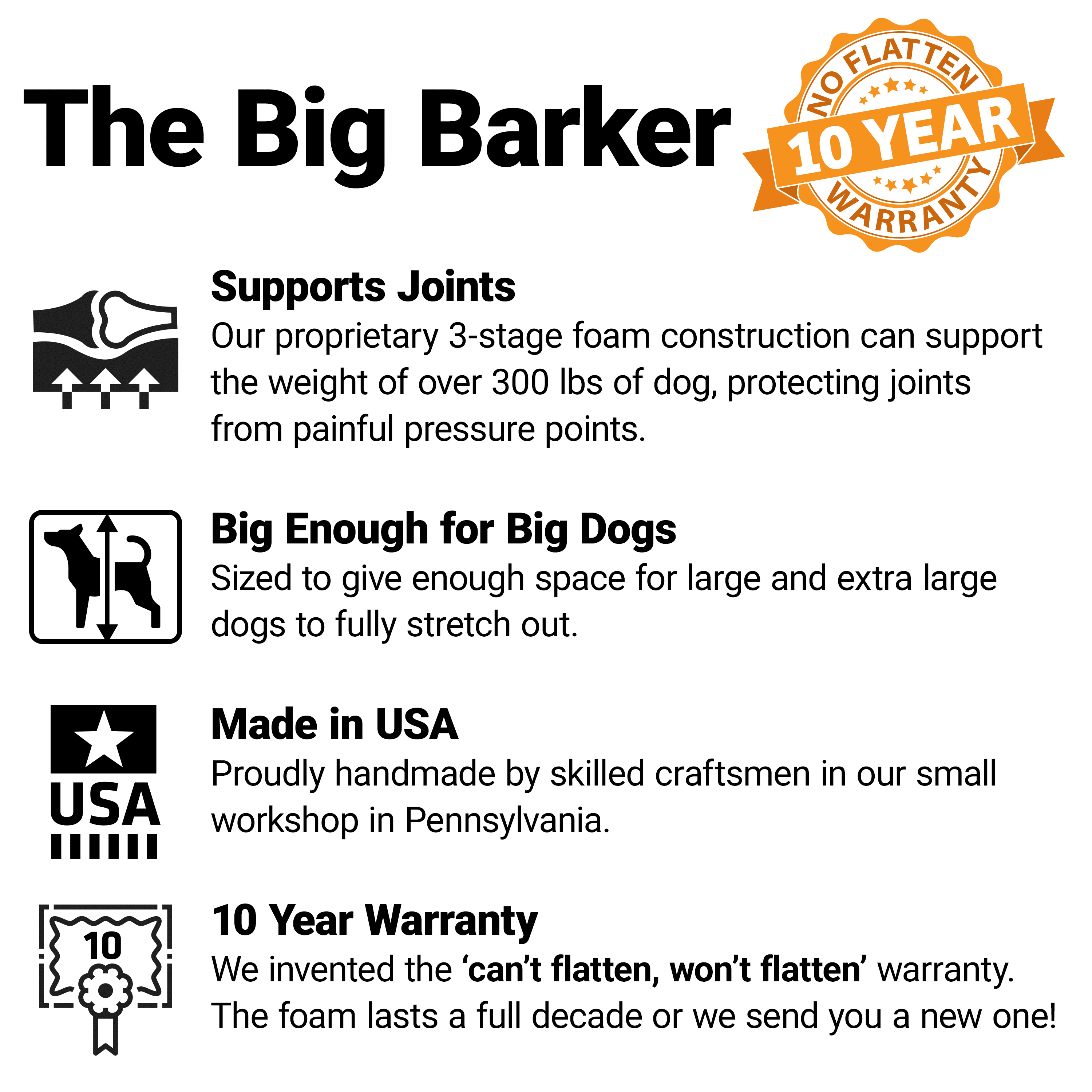Big Barker Pillow Top Dog Bed for Large and Extra Large Breed Dogs (Headrest Edition), 7", Orthopedic