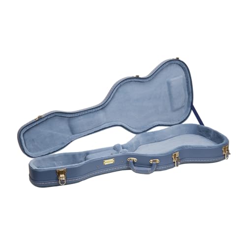 Crossrock Relief Series 335 Guitar Case for ES-335 & Semi-Hollow Electric Guitars | Carved Smoke Blue Finish, Monochrome Blue Velvet Interior, Lock – Premium Wooden Hardshell