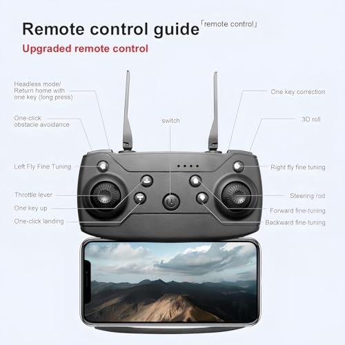 Drone with 1080P Dual HD Camera - 2024 Upgradded RC Quadcopter for Adults and Kids, WiFi FPV RC Drone for Beginners Live Video HD Wide Angle RC Aircraft, Trajectory Flight, Auto Hover, 2 Batteries ,Carrying Case.