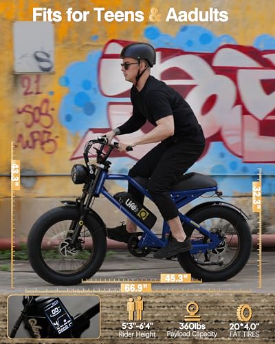 Electric Bike for Adults-1500W Peak Motor 20" Fat Tires 28MPH(Unlock to 35MPH) EBike Moped, 624-1248Wh Removable Battery Bicycle, with Dual Suspension & Brakes Motorcycle, 7-Speed,Spark