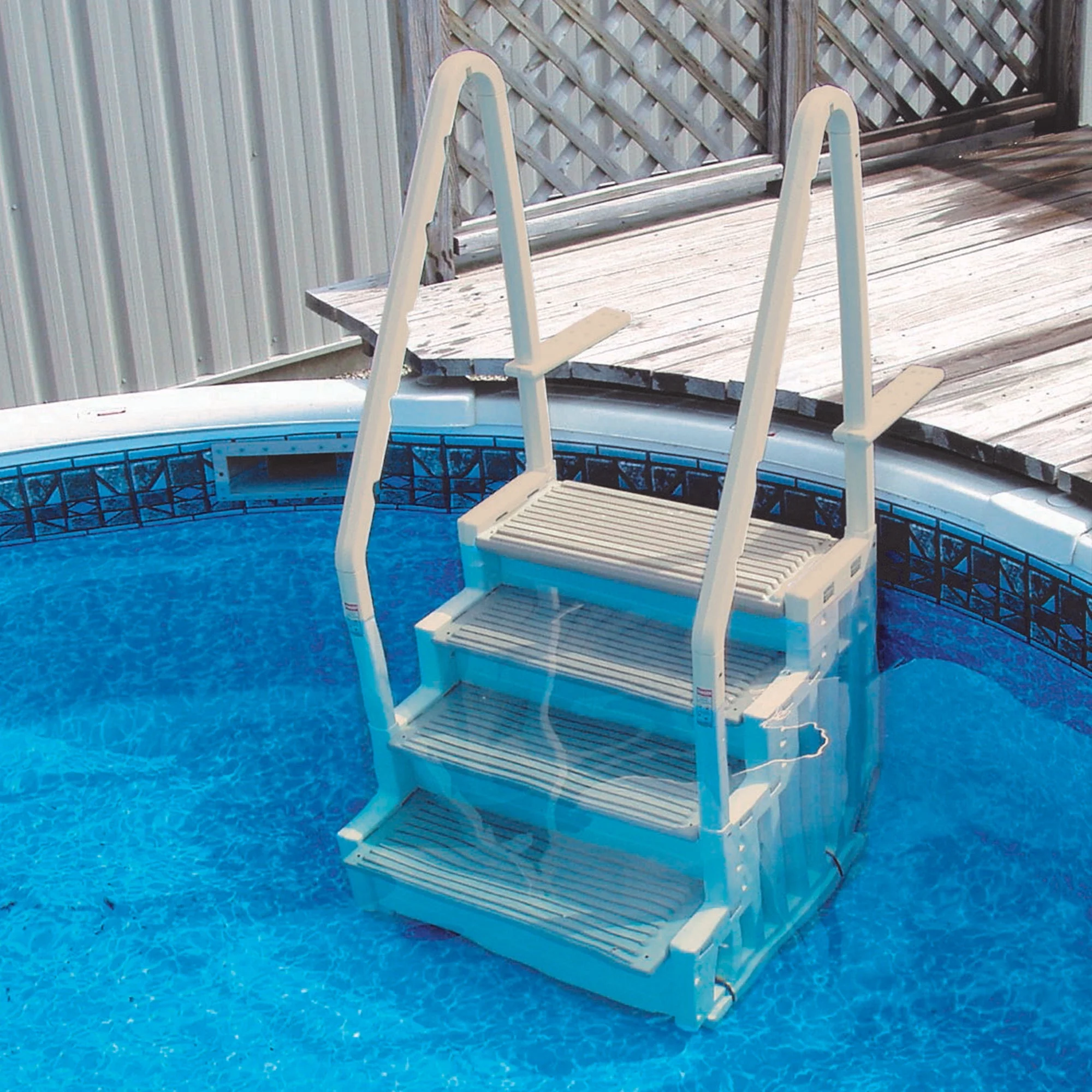Confer Above Ground Swimming Pool Ladder 4 Stair Step System, Warm Gray