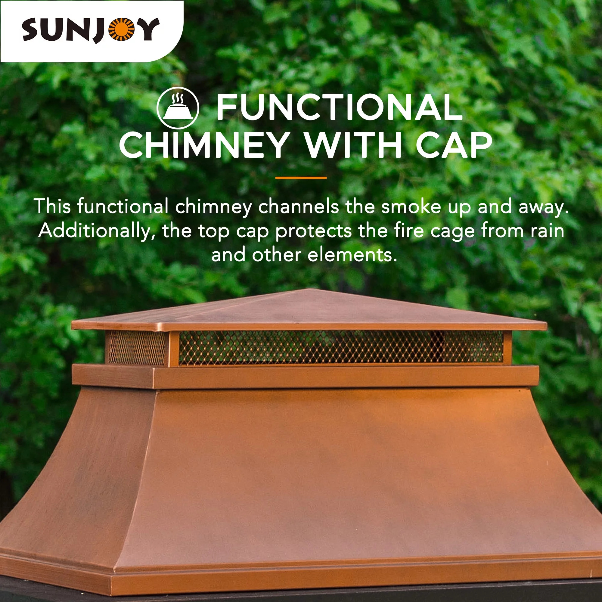 Sunjoy Emilio Wood Burning Fireplace - Copper