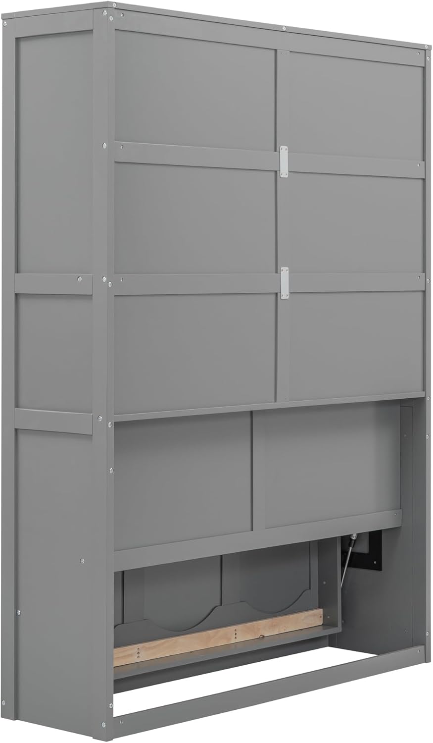 Bellemave Murphy Bed Full Size, Cabinet Bed Frame with Storage Shelves, Modern Wood Foldable Wall Bed for Home Office Studio, Gray