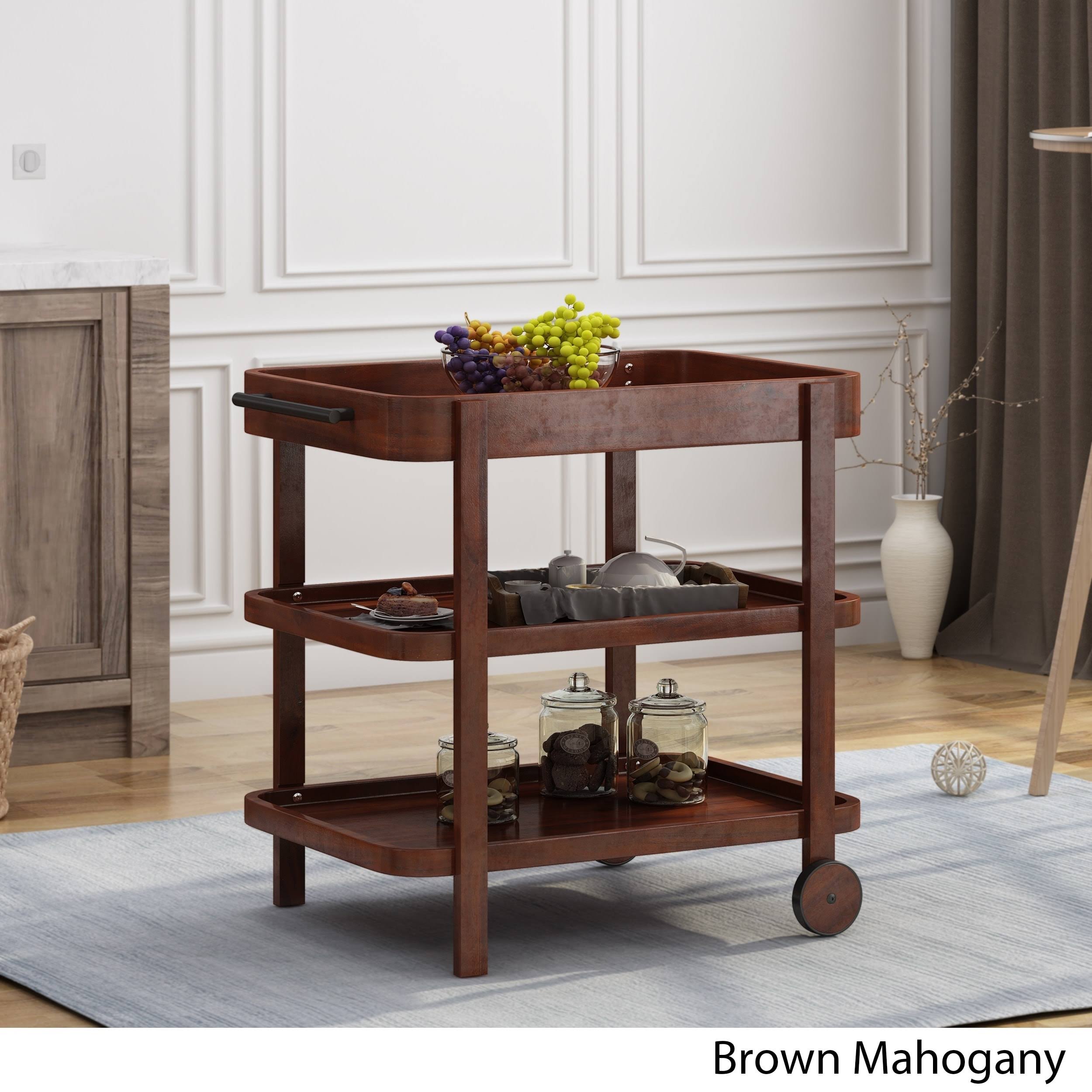 Noble House Bar Cart in Brown and Mahogany