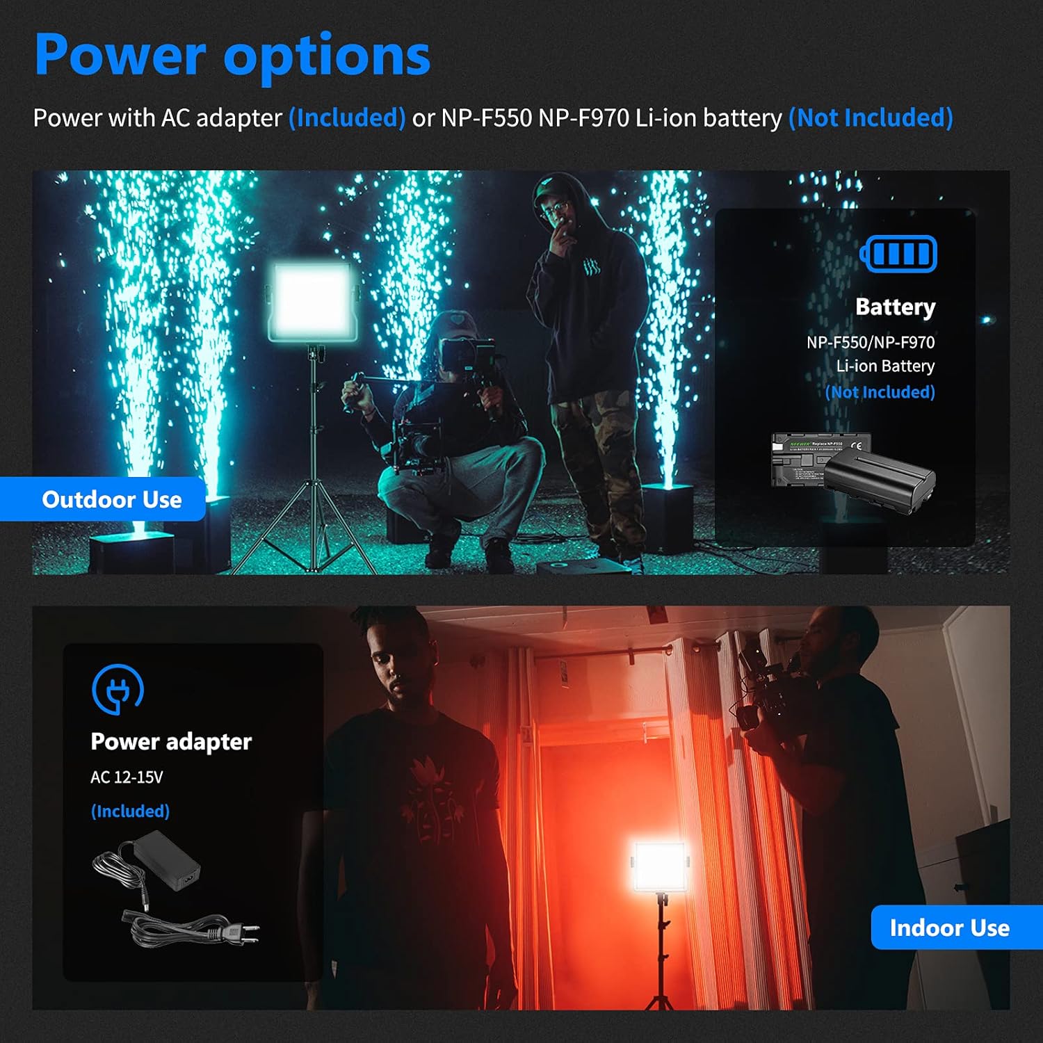 Neewer 660 RGB LED Video Light with App Control, Photography Video Lighting Kit with Stands and Bag, 2-Pack Dimmable Led Panel Light with CRI95/3200K–5600K/0–360° Full Color/9 Applicable Scenes