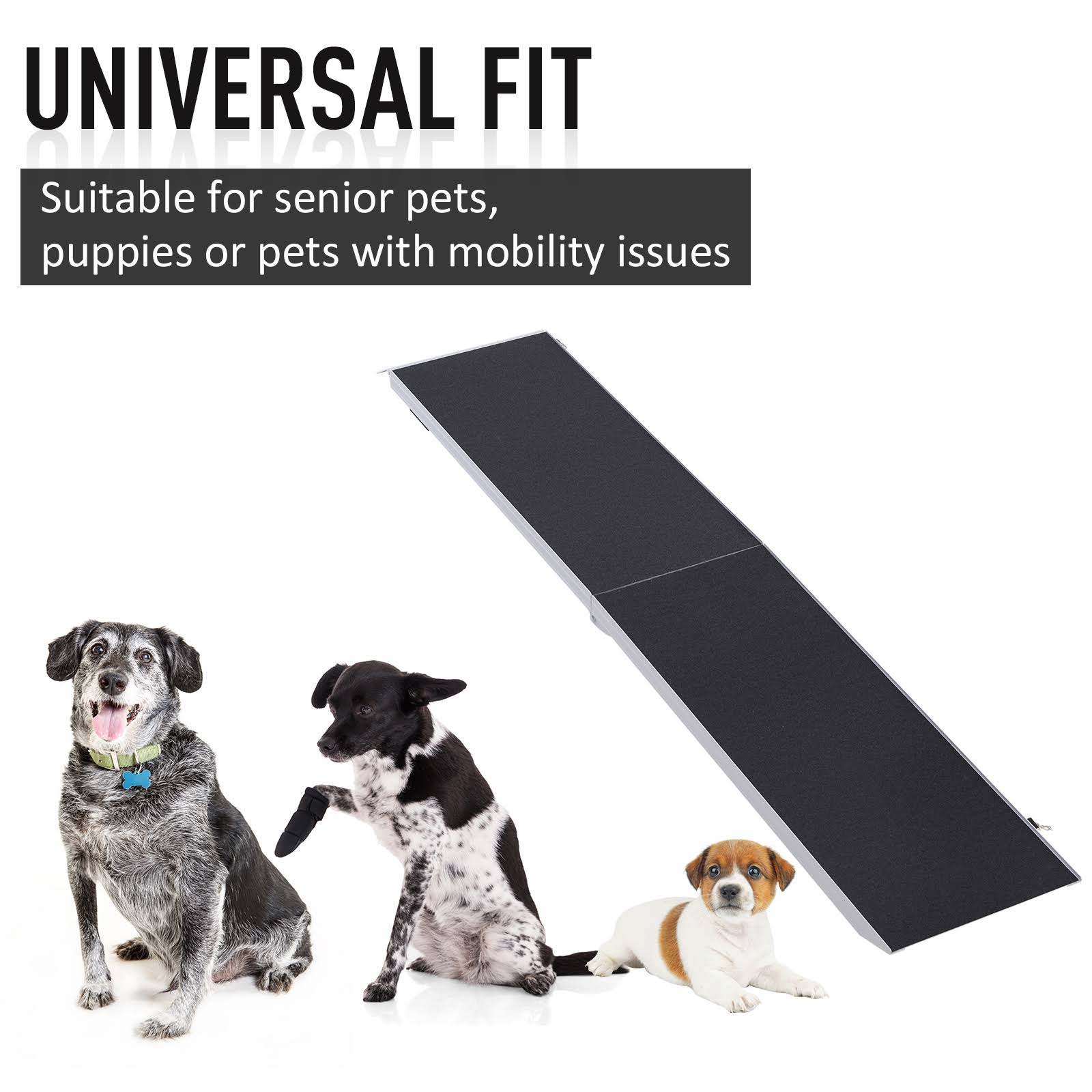Pawhut 96�� Portable Bi-Fold Folding Pet Ramp for Large Dogs Car Truck SUV