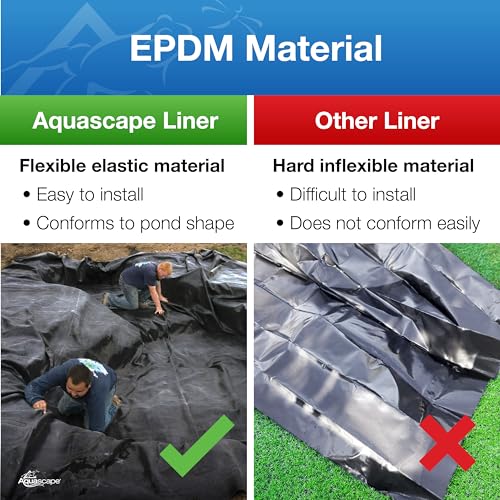 Aquascape 85039 PRO Grade Fish-Safe 45 MIL EPDM Pond Liner, 10-ft x 8-ft, 80 sq ft, Black
