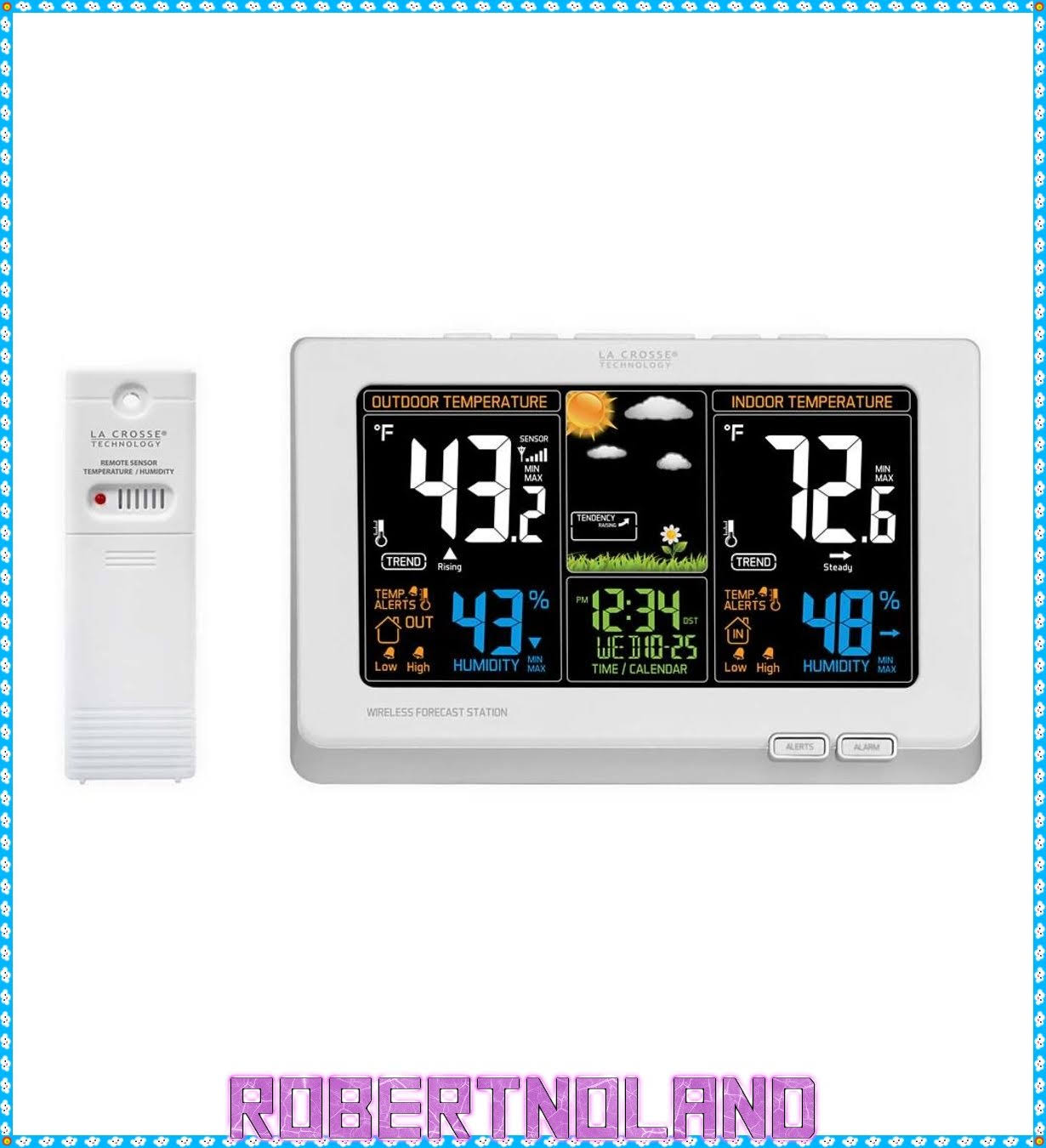 La Crosse Technology Wireless Atomic Digital Color Forecast Station with Alerts, White