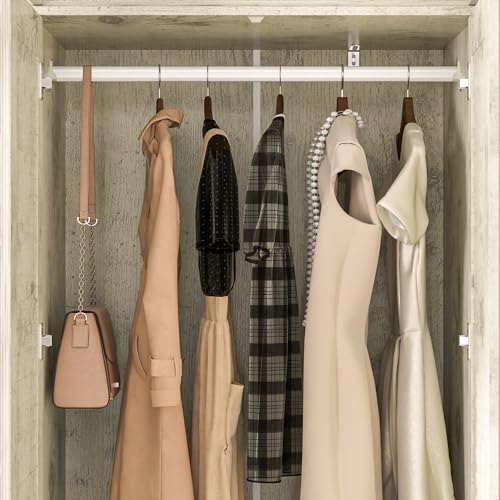 ECACAD Large Wardrobe Armoire with Multi-Tier Shelves, 3 Drawers, Hanging Rod & 3 Louver Doors, Wooden Closet Storage Cabinet for Bedroom, Light Brown (44.3”W x 19”D x 70.9”H)