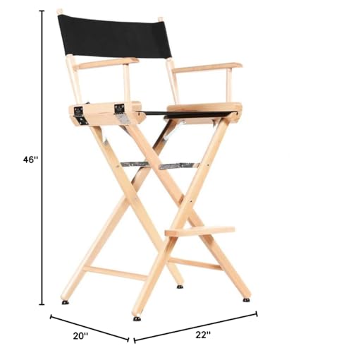 Filmcraft Professional Grade Studio Director's Chairs (30" Bar Height, Natural Finish, Black Nylon Canvas)