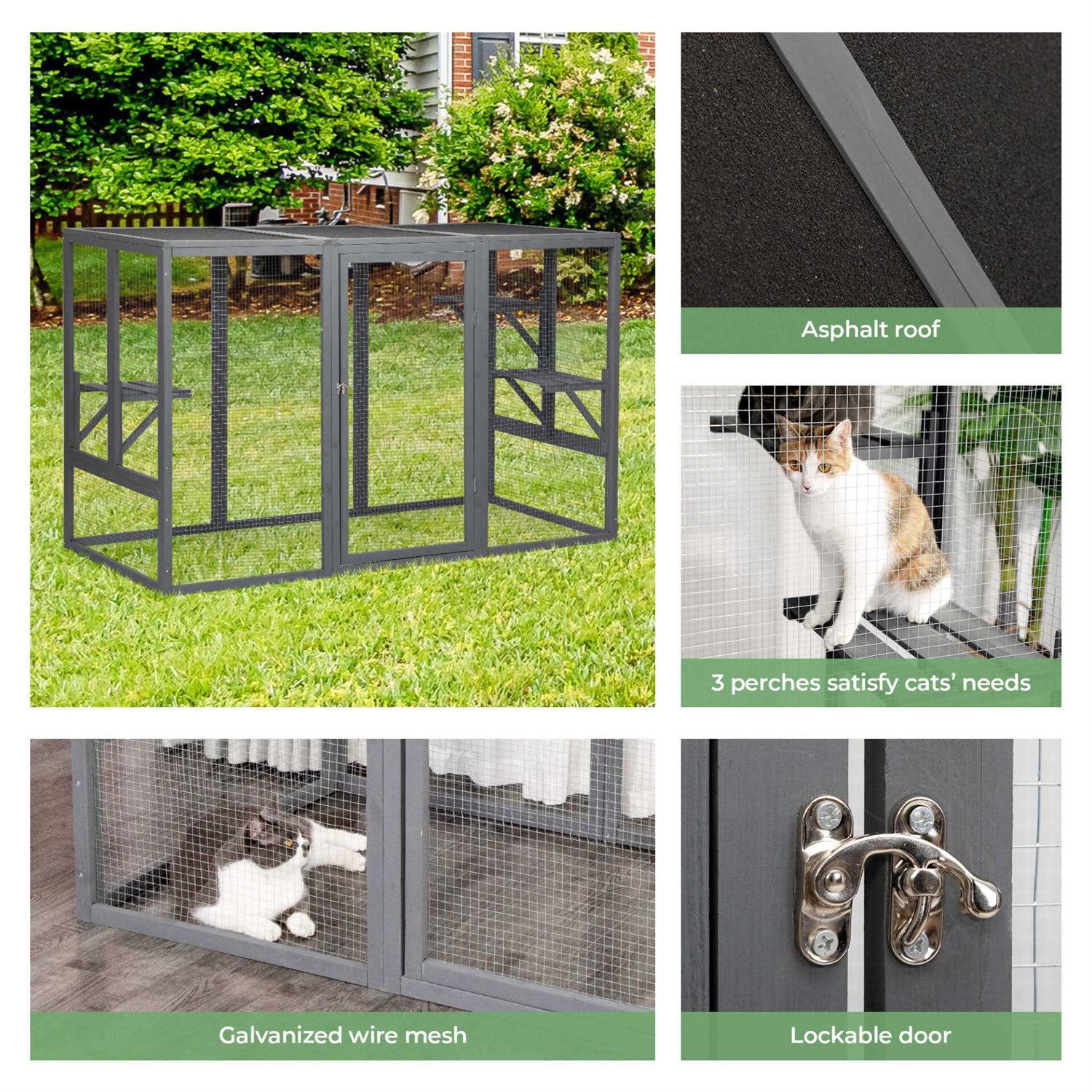 COZIWOW Wooden Outdoor Cat Enclosure Run Playpen Catio - Pet Supplies online store