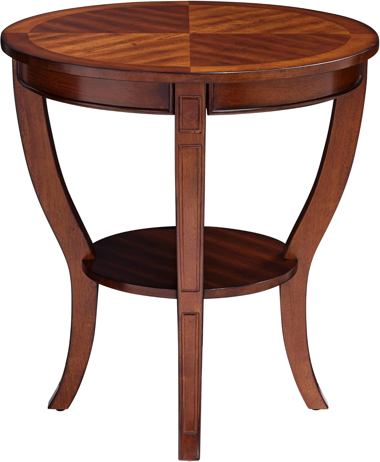 Patterson II Farmhouse Rustic Cherry Wood Round Accent Side End Table 26" Wide Natural Grain Curving Legs for Spaces Living Room Home House Entryway Balcony Bedroom Office