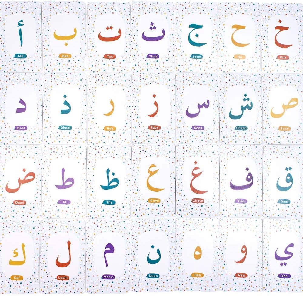 EALIVE Arabic Flash Cards - Arabic Alphabet for Kids with English Transliteration - Unique Playful Flashcards for Learning Arabic Pack of 2