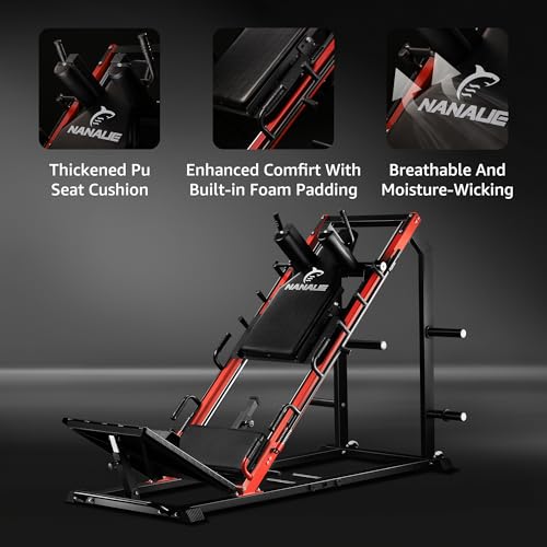 NANAUE Leg Press Hack Squat Machine, Commercial Grade Leg Press Machine for Home Gym with Linear Bearing, Professional Adjustable Leg Press Hack Squat Combo for Quads, Glute and Thigh in Home Gym