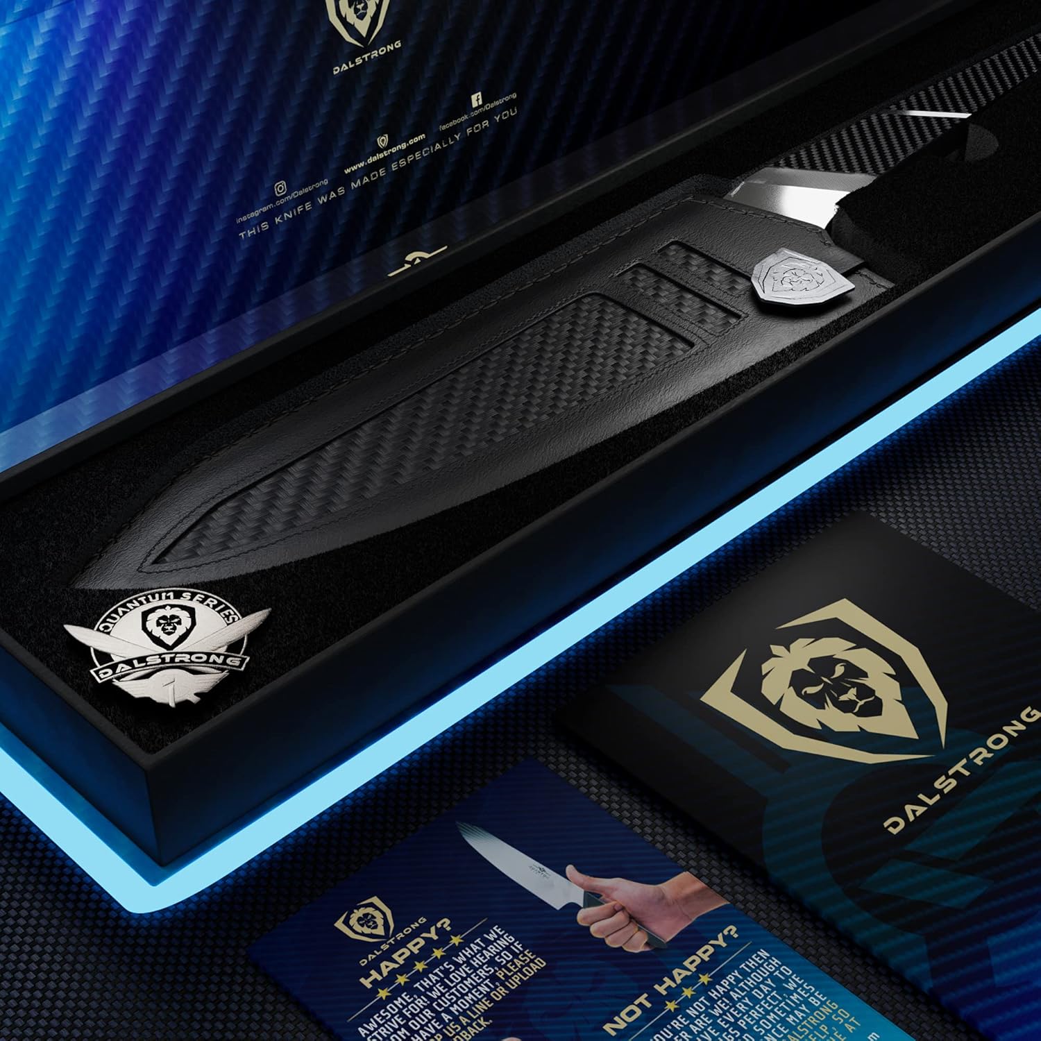 DALSTRONG Slicing & Carving Knife - 12 - Quantum 1 Series - Ultra-Sharp - American Forged BD1N-VX Hyper Steel - Carbon Fibre G10 Hybrid Handle - Leather Sheath