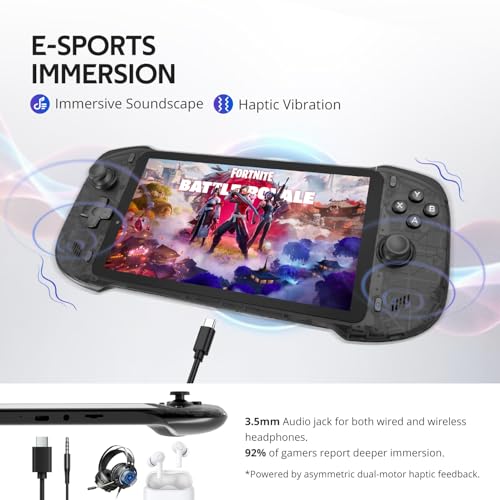 OnePro Cloud Handheld Portable Remote Play Gaming Console, For Xbox Cloud Gaming, NVIDIA GeForce NOW, Playstation, PC, Long-Battery Life, 7" 1080P Touchscreen, Lightweight Retro Game Handheld - 64G