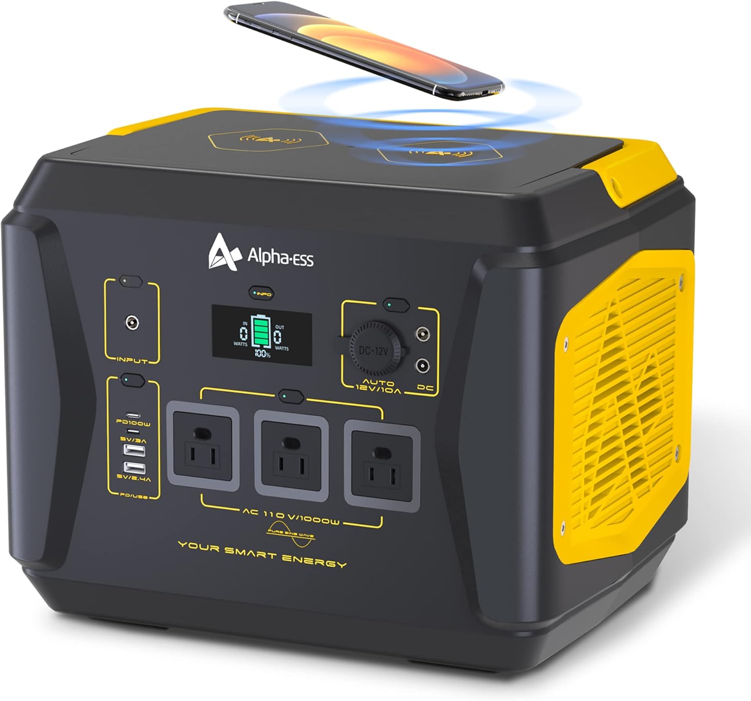 Portable Power Station 1000W, AlphaESS Portable Outdoor Generator 288000mAh Solar Generator with 3 110V AC Outlets, USB C PD 100W, Backup Lithium Battery Power for Home Emergency RV Van Camping Travel