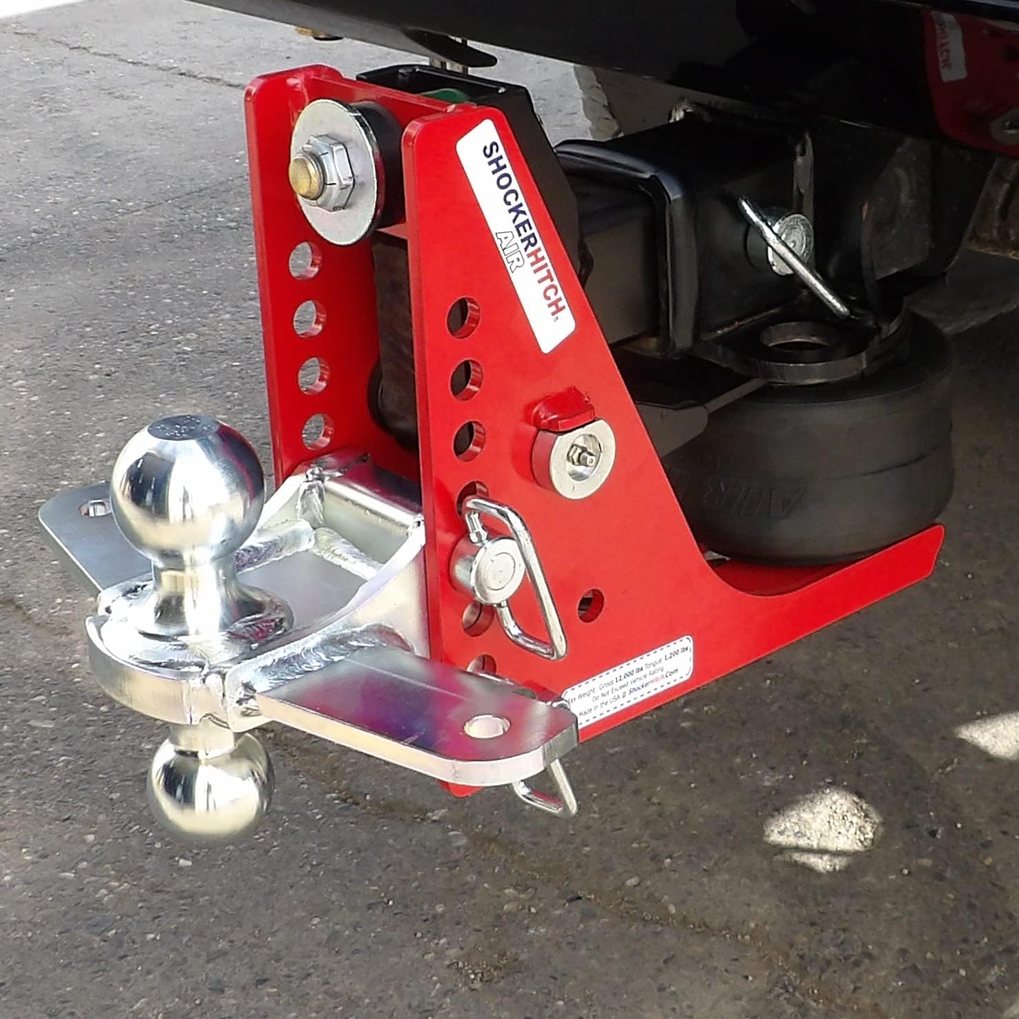 Shocker Air Hitch with Sway Control Combo Ball Mount, Fits 3" Hitch - 12,000 lbs