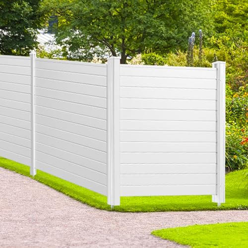 VEVOR Outdoor Privacy Screens, 50" W x 50" H Air Conditioner Fence, Pool Equipment Enclosure, Horizontal Vinyl Privacy Fence, Perfect to Enclose Trash Can and A/C Units (2-Panel)