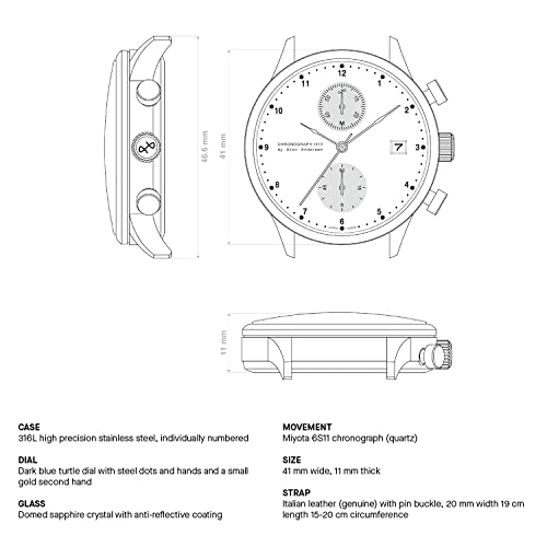1815 Chronograph Mens Watch, Stainless Steel, Analog, Waterproof