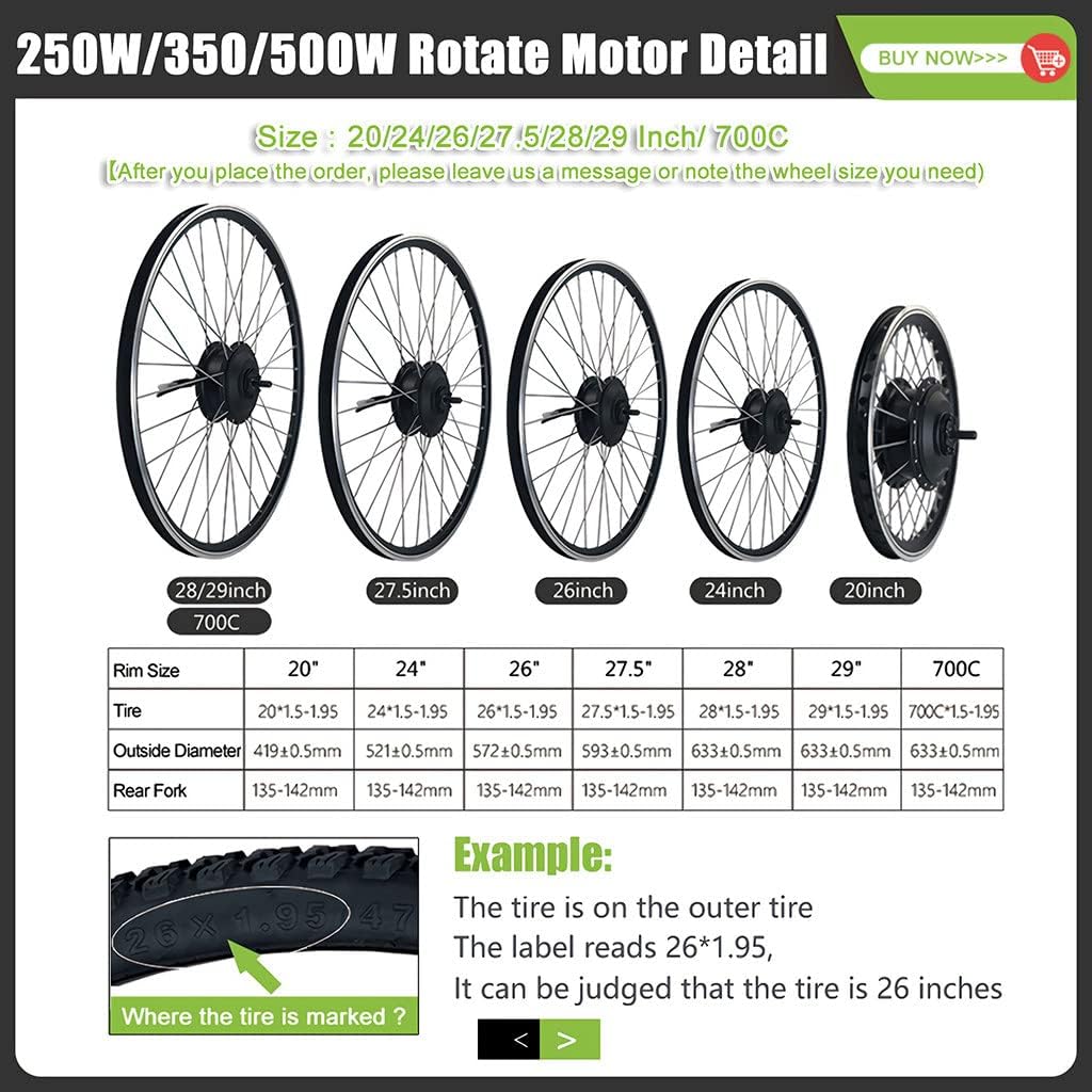 36V/48V - 250W/350W/500W Electric Bicycle Motor Kit, Front Wheel E-Bike Conversion Kit, Dual Mode Controller(32Km/H),48V/500W-26