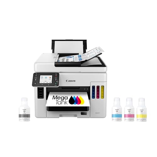 Canon Megatank GX7120 Wireless All-in-One Printer, Print, Copy, Scan and Fax with 2.7" LCD Touch Screen and Auto Document Feeder, White