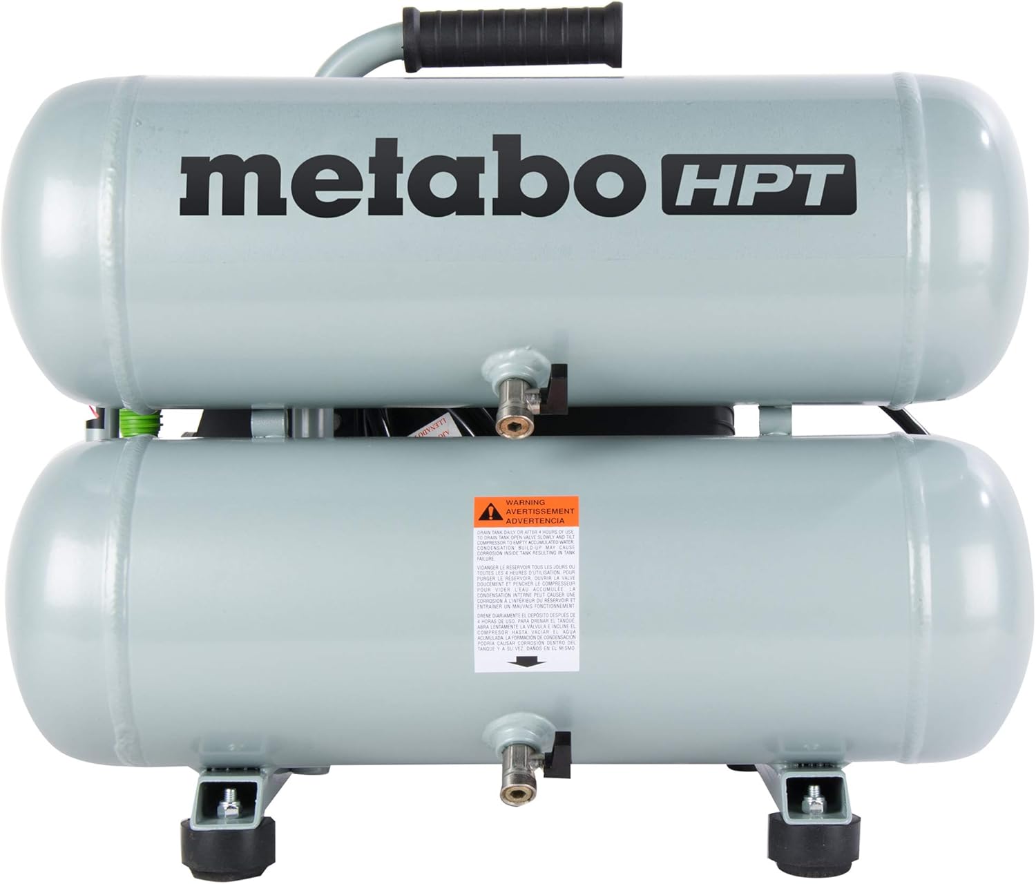 Metabo HPT Air Compressor, 4-Gallon, Electric, Twin Stack, Portable, Cast Iron, Oil Lubricated Pump, 135 PSI, 1-Year Warranty (EC99S)