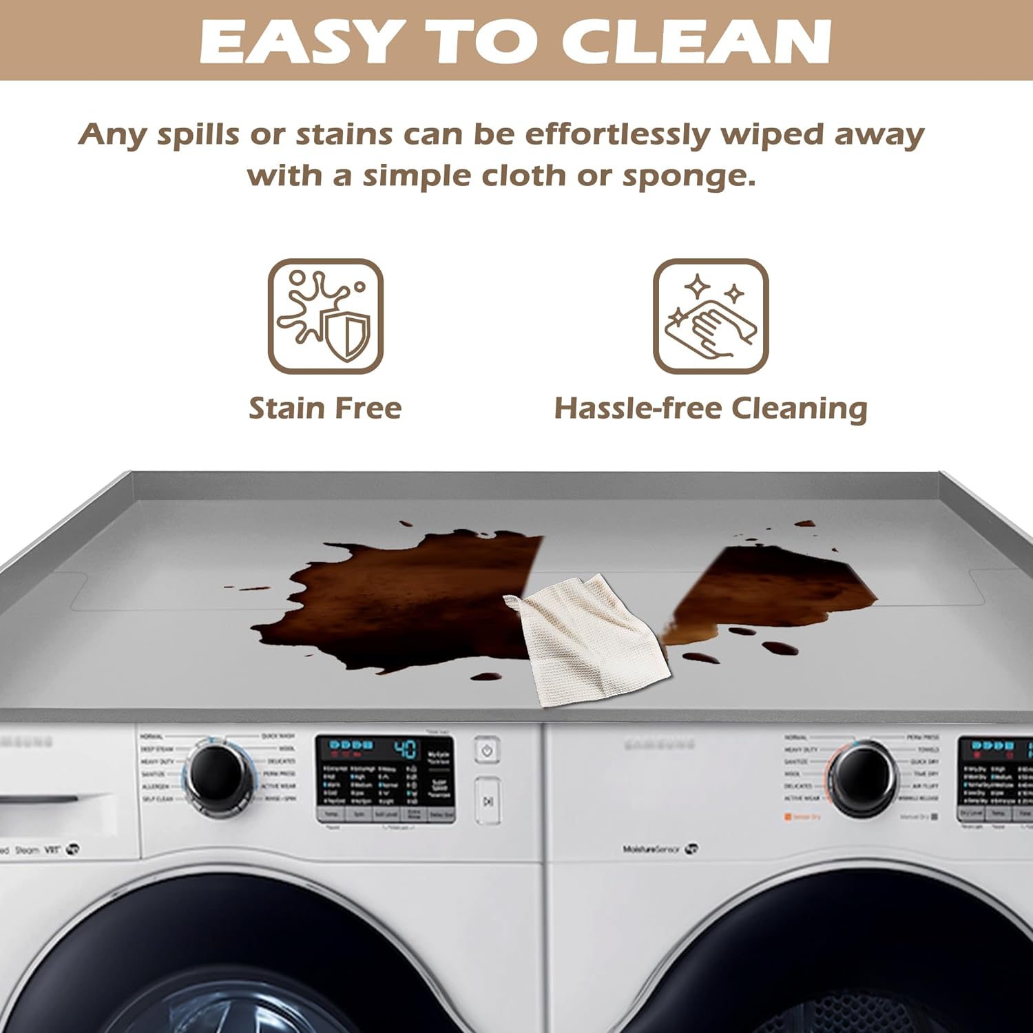 Washer and Dryer Countertop Universal Fit, Laundry Countertop Wood, Dry Countertop, Laundry Storage & Organization (Gray)