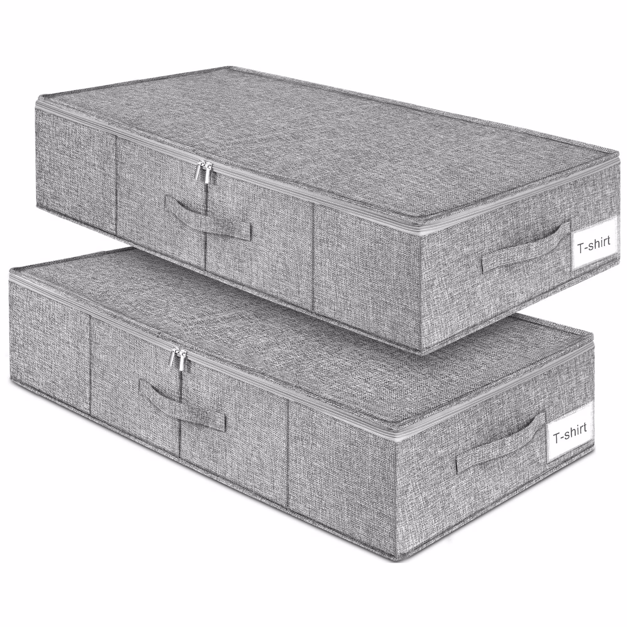 Space Saving Under Bed Storage 2 Pack, Ultra Thick Fabric Organizer Bins with Lid, Ideal for Blankets Shoes Seasonal Items, gray 30x15x6.7 Inch