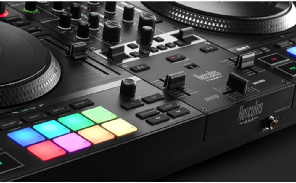 Hercules DJControl Inpulse T7 2 Deck Motorized DJ Controller with built in STEMS Control Bundle with DJControl Inpulse T7 Cover and Hercules HDP DJ45 Closed-Back Headphones