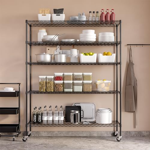 Seville Classics UltraDurable Heavy Duty NSF Solid Steel Wire Rack Storage Unit, Organizer for Garage, Warehouse, Office, Restaurant, Classroom, Kitchen, Black, 5-Tier Shelving, 36" W x 18" D