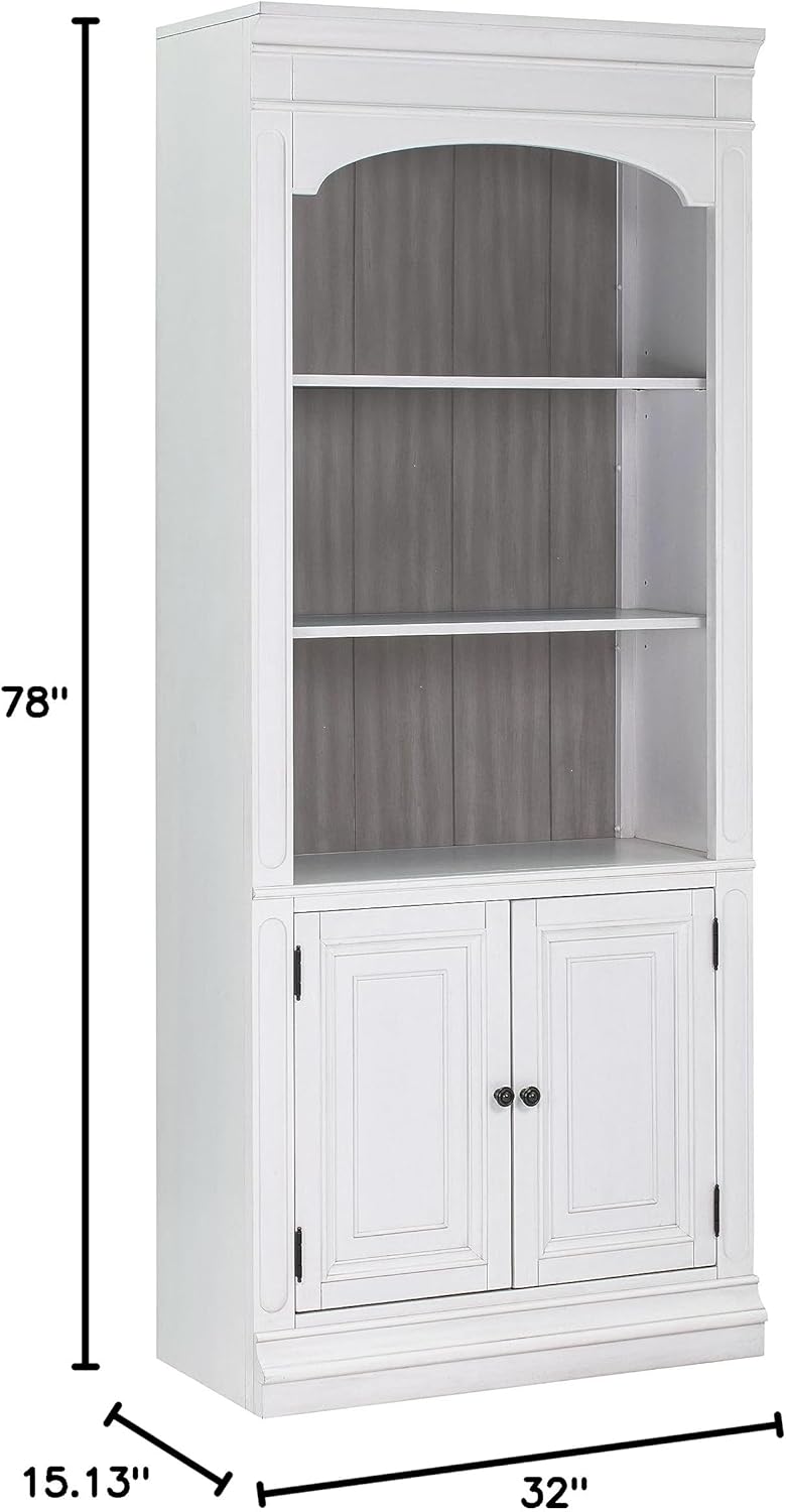Tov Furniture Roanoke Transitional 78" Wood Bookcase in White Finish
