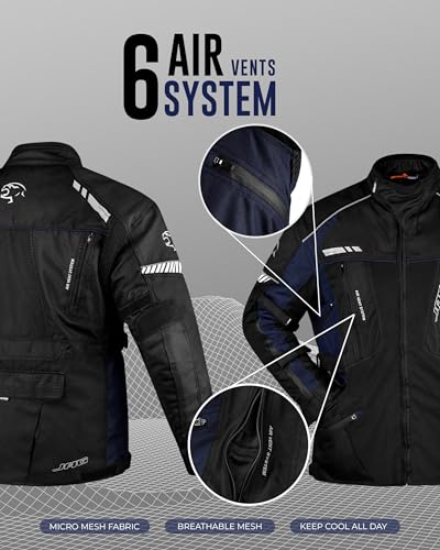 JAG Touring Motorcycle Jacket for Men, Dual Sports Water Resistant Adventure Riding Jacket with Cordura Fabric & CE Armor