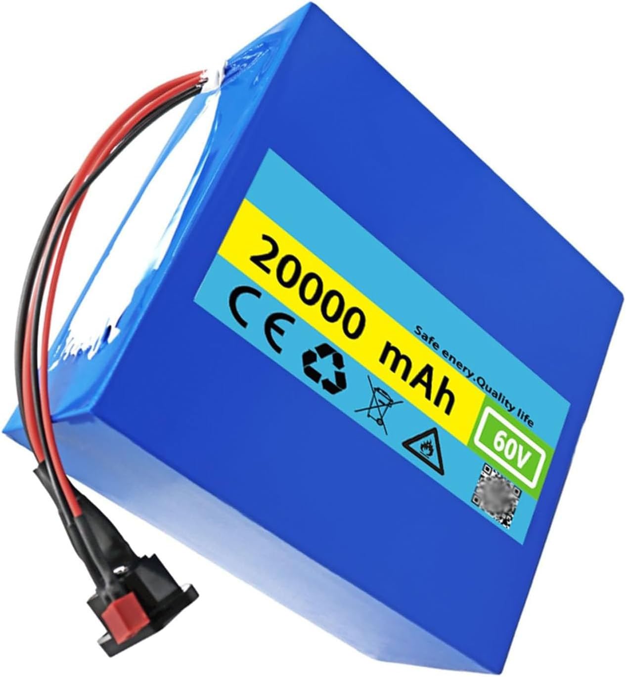 E-Bike Lithium-Ion Battery Pack 60V 20Ah for 1000W-2500W Motor Electric Bicycle Scooter,Xt60 Plug (T plug)
