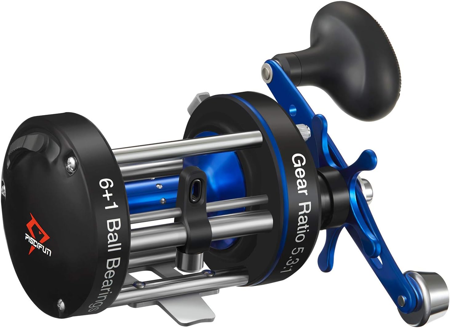 Piscifun Chaos XS Round Reel - Reinforced Metal Body Round Baitcasting Reel, Smooth Powerful Saltwater Inshore Surf Trolling Fishing Reels, Conventional Reels for Catfish, Musky, Bass, Pike
