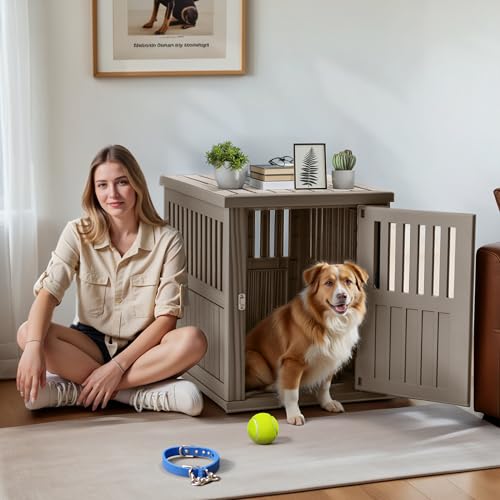 DRATO Dog Crate Furniture End Table Night Stand Furniture with Lockable Latch for Small to Large Dogs Side End Table, Modern Dogs Kennel Indoor