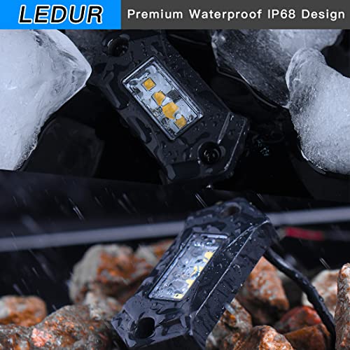 LEDUR R3 Rock Lights White 16PODS White Rock Lights with 540LM 64LED Lights for Je-ep Offroad Trucks UTV Boat RZR Shockproof Waterproof Lights High Power Underbody Neon Trail Rig DC9-32V