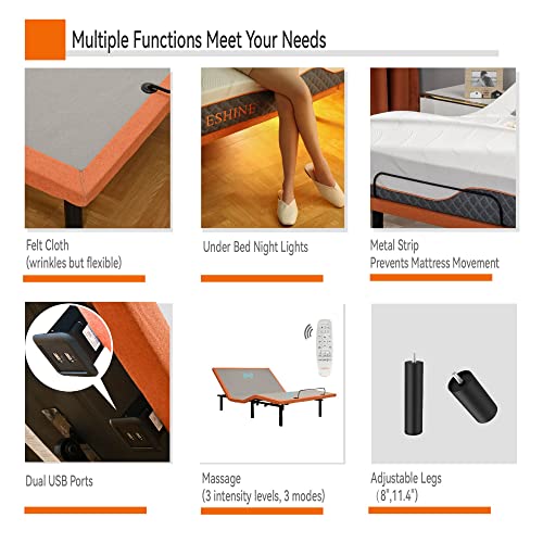 Split King Adjustable Bed Frame with Mattress - 14” Luxury Hybrid Mattress, Smart APP Contorl, Massage, Zero Gravity, Anti-Snore, 5 Minutes Installation, Head and Foot Incline, Medium Soft, Split King